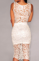 Fashion hot two pieces lace hollow out dress