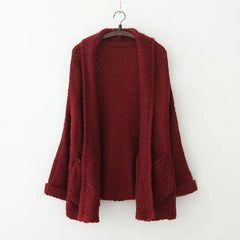 Loose volume bat sleeve, sleeve, the long knit sweater cardigan increasing female coat