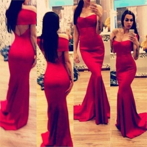 STRAPLESS ONE WORD RED DRESS