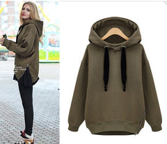 Relaxed temperament thick fleece hooded sweater