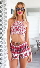 HOT PRINTED TWO PIECE ROMPER NO BELT