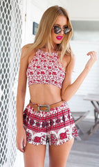 HOT PRINTED TWO PIECE ROMPER NO BELT