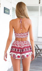 HOT PRINTED TWO PIECE ROMPER NO BELT