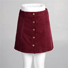 In the fall of the new front buckle A word skirt cultivate one's morality corduroy skirts