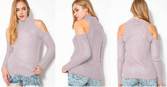 Turtle neck long sleeve off-the-shoulder pullovers female