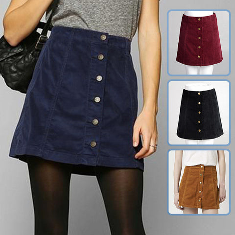 In the fall of the new front buckle A word skirt cultivate one's morality corduroy skirts