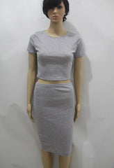 HOT TWO PIECE SHORT SLEEVE PURE COLOR DRESS