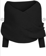 FASHION FEMALE LAPEL OFF-THE-SHOULDER SEXY ULTRASHORT PULLOVERS SMOCK