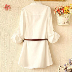 SPRING AND SUMMER LEISURE LONG-SLEEVED SHIRT TEMPERAMENT CHIFFON V-NECK SHIRT