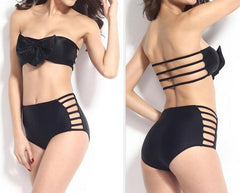 THE NEW WRAPPED CHEST HIGH WAIST BOWKNOT TWO-PIECE SWIMWEAR FISSIONU
