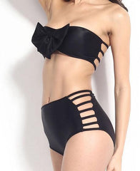 THE NEW WRAPPED CHEST HIGH WAIST BOWKNOT TWO-PIECE SWIMWEAR FISSIONU