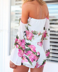 FASHION ONE WORD FLOWER JUMPSUIT HIGH QUALITY