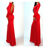 ELEGANT LONG SLEEVE LONG BACKLESS CULTIVATE ONE'S MORALITY DRESS DRESS