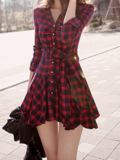 CUTE GRAIN V COLLAR LONG SLEEVE HOT DRESS