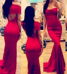 STRAPLESS ONE WORD RED DRESS