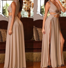 Sexy fork long dress with sexy design waist