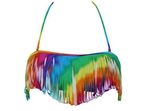COLOR TASSEL HANGING NECK SEXY BEACH FISSION SWIMSUIT