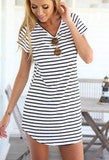 ON SALE CUTE STRIPE SHORT SLEEVE DRESS