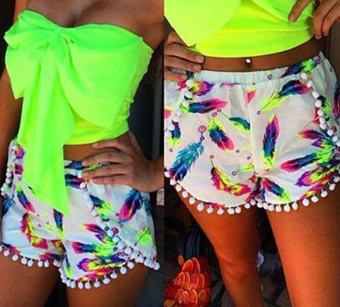 HOT BOW TOP AND COLORFUL SHORTS