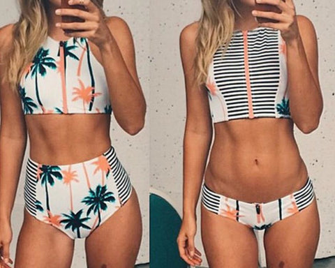 HOT PRINT TWO PIECE HIGH WAIST BIKINI