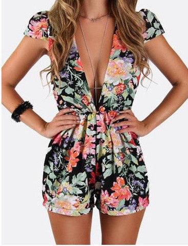 HOT V SEXY FLOWER ROMPER PLAYSUIT