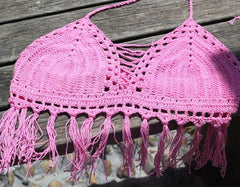 SEXY BEACH FRINGED HAND-WOVEN BRA WRAPPED CHEST STRAP