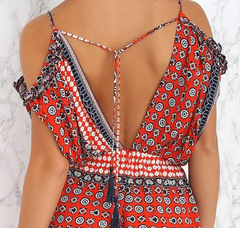 CROSS PRINT JUMPSUIT ROMPER