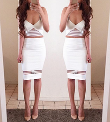 CUTE WHITE TWO PIECE HOT DRESS