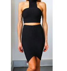 CUTE TWO PIECE BLACK DRESS HIGH QUALITY