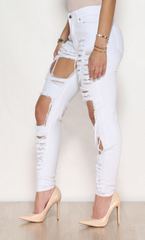 SEXY FASHION RIPPED JEANS FEET PANTS PANTS STRETCH PANTS BEGGARS