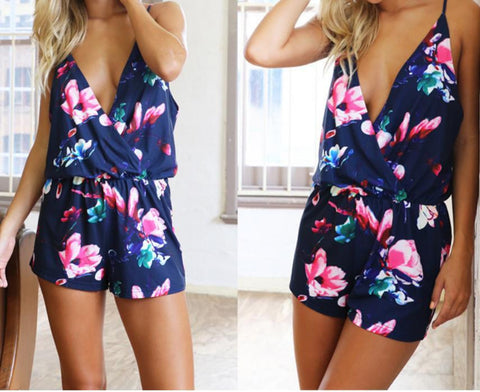 CONDOLE BELT OFF-THE-SHOULDER V-NECK PRINTING SEXY FASHION JUMPSUITS JUMPSUITS
