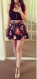 A99981 CONDOLE BELT BACKLESS PRINTING OF TWO PIECE HIGH WAIST VERTICAL PLEAT MINI SKIRT SUITS