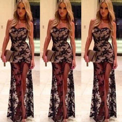 Hot cute strapless fork lace dress