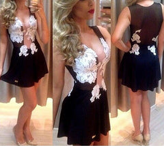 ON SALE A WHITE LACE TRANSPARENT GAUZE SPLICING SEXY DRESS