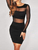 FASHION CUTE SHOW BODY BLACK DRESS