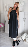 CONDOLE BELT SPLIT SEXY CONJOINED GOWN LONG SHIRT DRESS