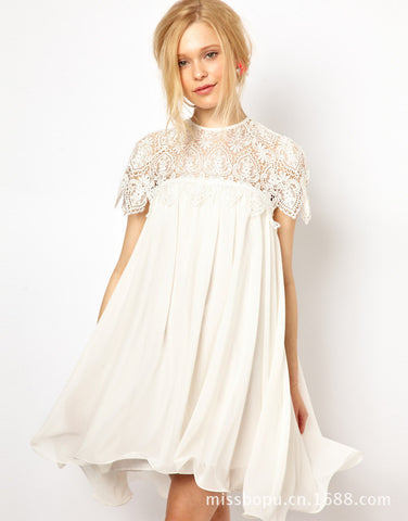 BUD SILK JOINING TOGETHER HIGH-GRADE CHIFFON DRESS IRREGULAR DRESS