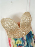 CUTE SPELL CHIFFON STRAPLESS DRESS WITH SEQUINS