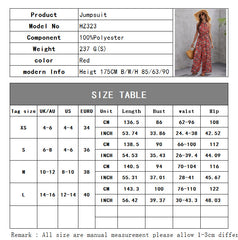 Women's New Hanging Neck Sleeveless Waist Wide Leg Jumpsuit