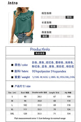 Women's New Sleeveless Chiffon Shirt Elegant Round Neck Pleated Top