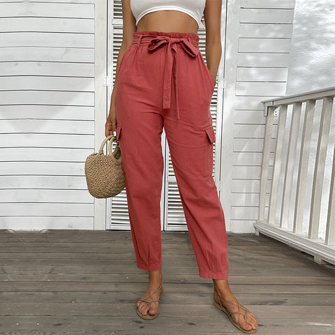 Women's New Solid High Waist Casual Pants