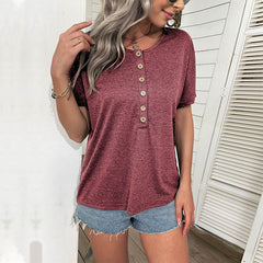 Women's New Short Sleeve Women's Solid Color Fashion Top