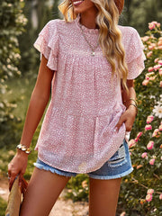 Women's new summer polka dot short sleeve chiffon shirt