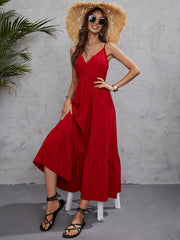 Women's New Big Red Strap Dress