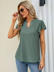 Women's New V-neck Stacked Sleeve Short Sleeve T-shirt