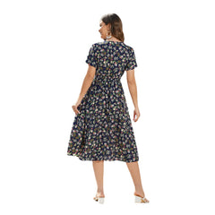 A-Z Women's New Print Comfortable Casual Chiffon Dress