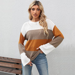 Women's new patchwork long-sleeved sweater