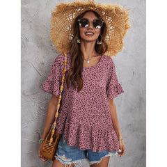 Women's New Loose Pink Short Sleeve Top