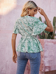 Women's new sweet retro floral top