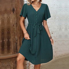 Temperament Women's Pleated French Vintage Dress